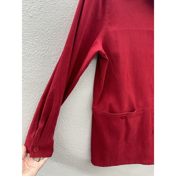 Womens Appleseeds Top Size Large Red Long Sleeve Button Up - Picture 2 of 16